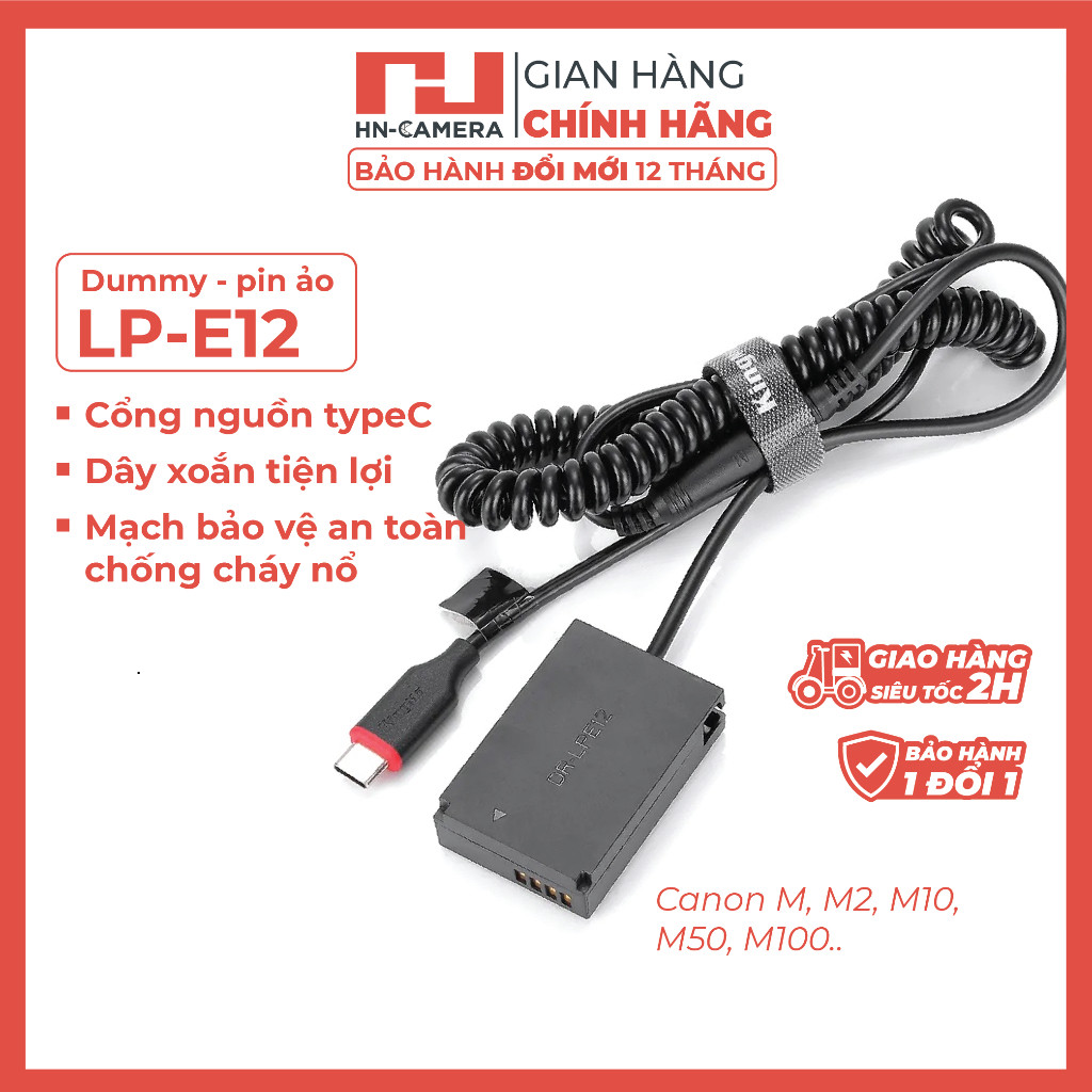 Dummy pin/ Pin ảo / Pin giả Kingma cho Canon LP-E12 ( Bản mới 2026)