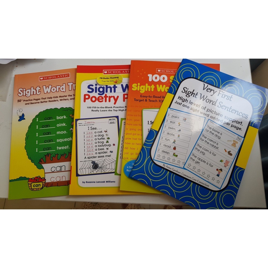 BỘ  NHẬN DIỆN SIGHT WORDS  4 quyển cho bé 3-8 tuổi - có file nghe