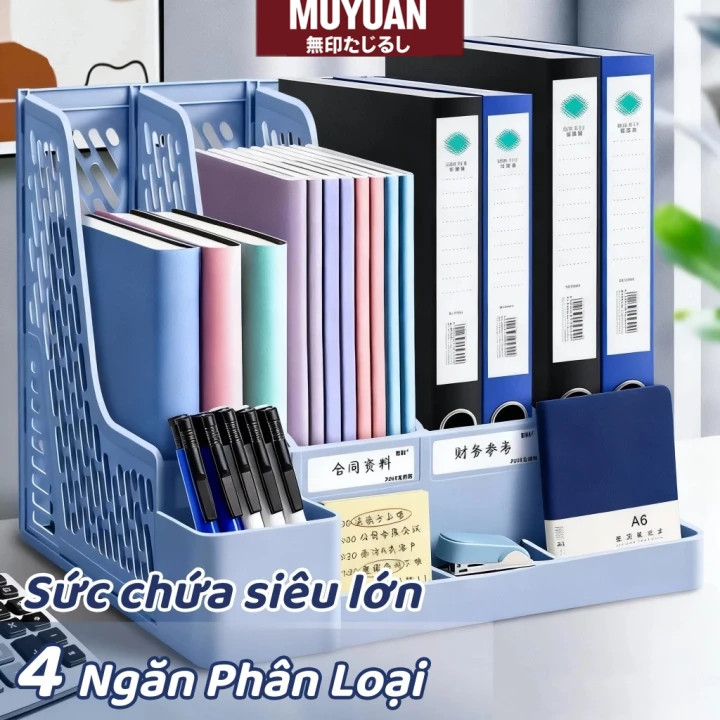 Giá Để Tài Liệu 4 Ngăn – Kệ Nhựa Đựng Sách Decor Bàn Học Cho Học Sinh, Sinh Viên