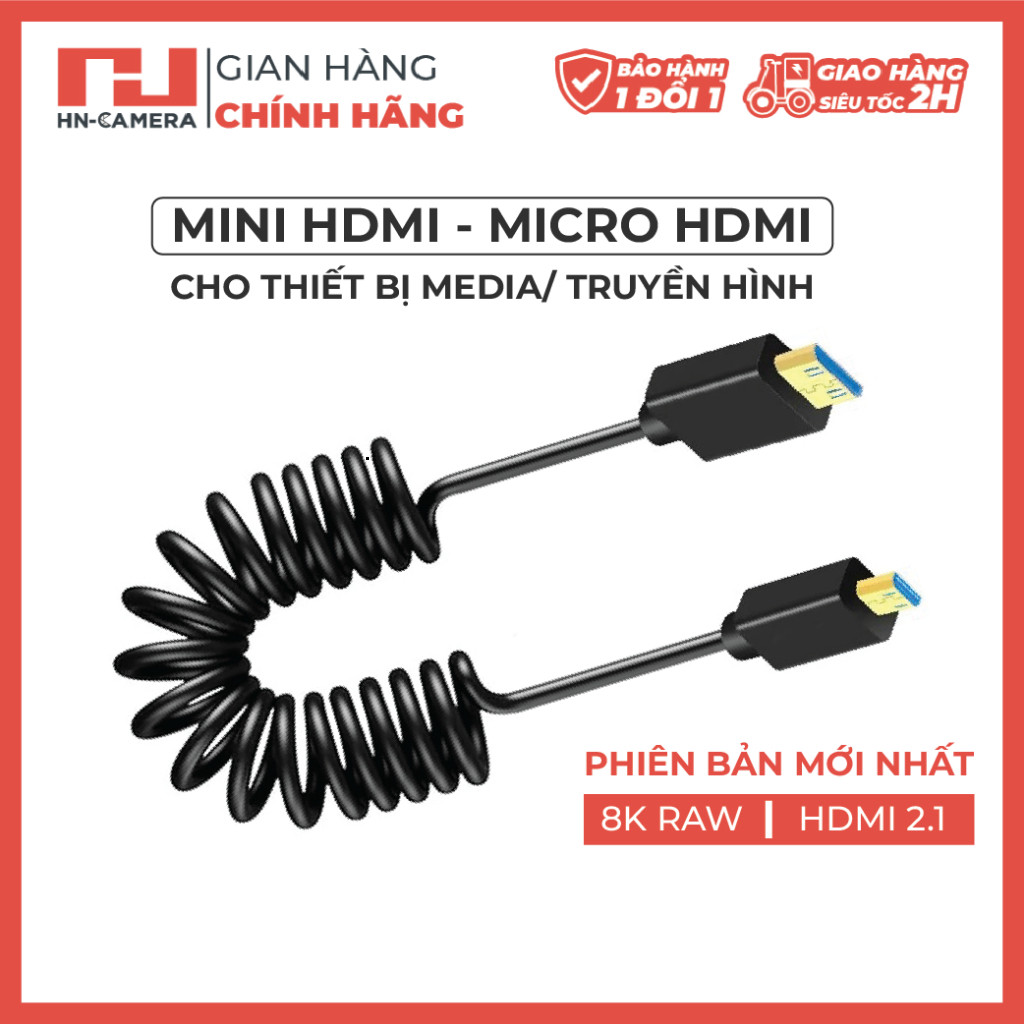 Dây cáp HDMI Mini Micro Lò Xo Xoắn chuẩn HDMI 2.1
