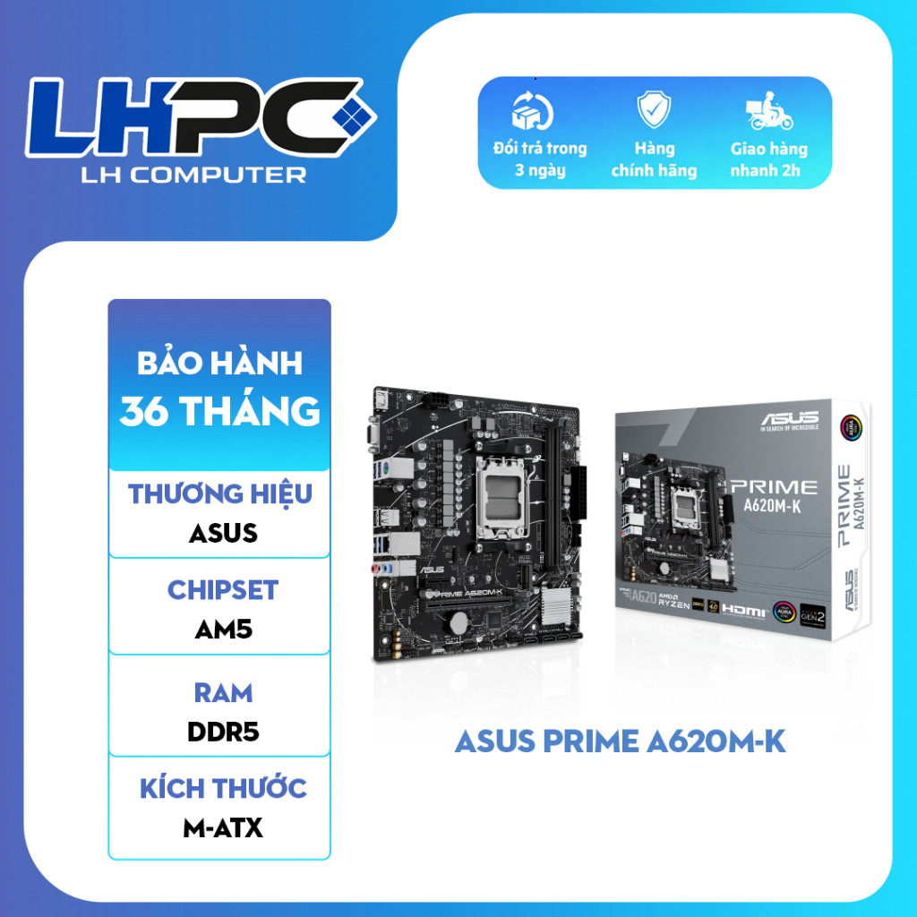 [New] Mainboard ASUS Prime A620M-K DDR5 - Hàng Mới 100% - Bảo hành 36 Tháng