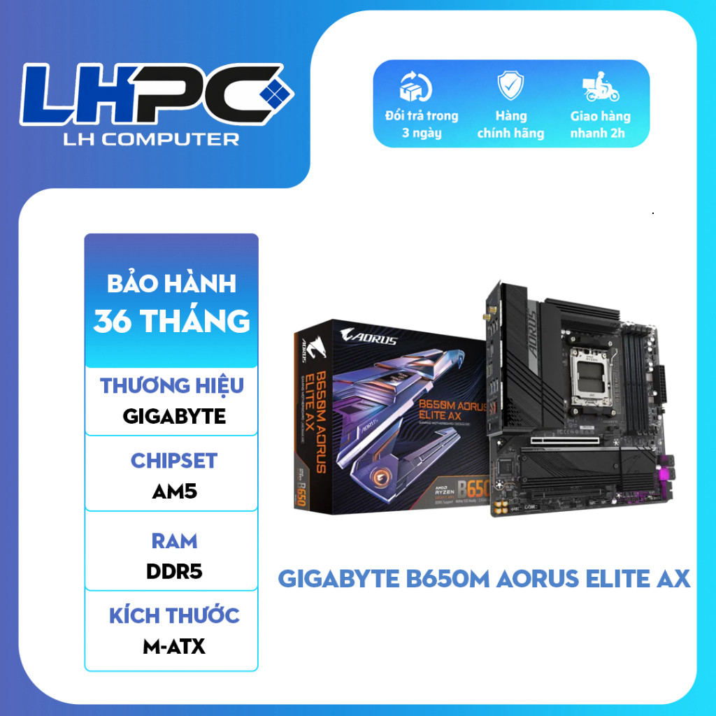 [New] Mainboard Gigabyte B650M Aorus Elite AX DDR5 - Hàng Mới 100% - Bảo hành 36 Tháng
