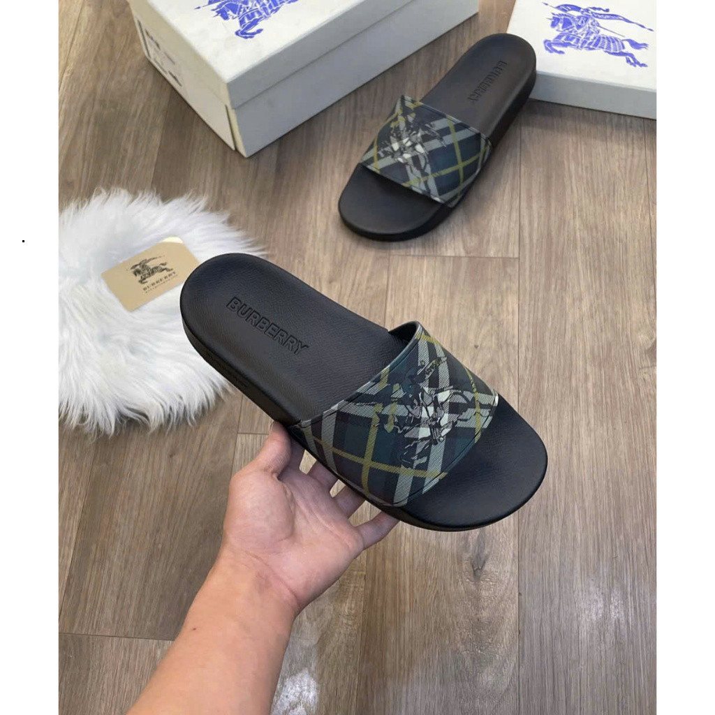 Dép Nam Burberry quai ngang hàng - Dép Lê Quai Ngang BBR Đế Casu Đúc Siêu Đẹp Trend
