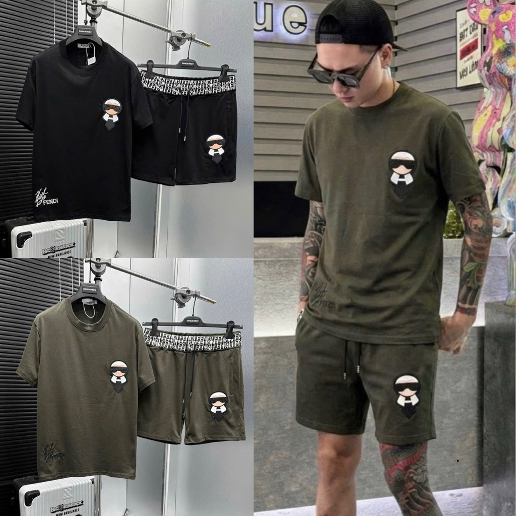 💝HOT💝 Bộ quần áo hè KARL ông già nam nữ-bộ Áo thể thao nam cộc Karl ngực và đùi thêu logo vệ sĩ