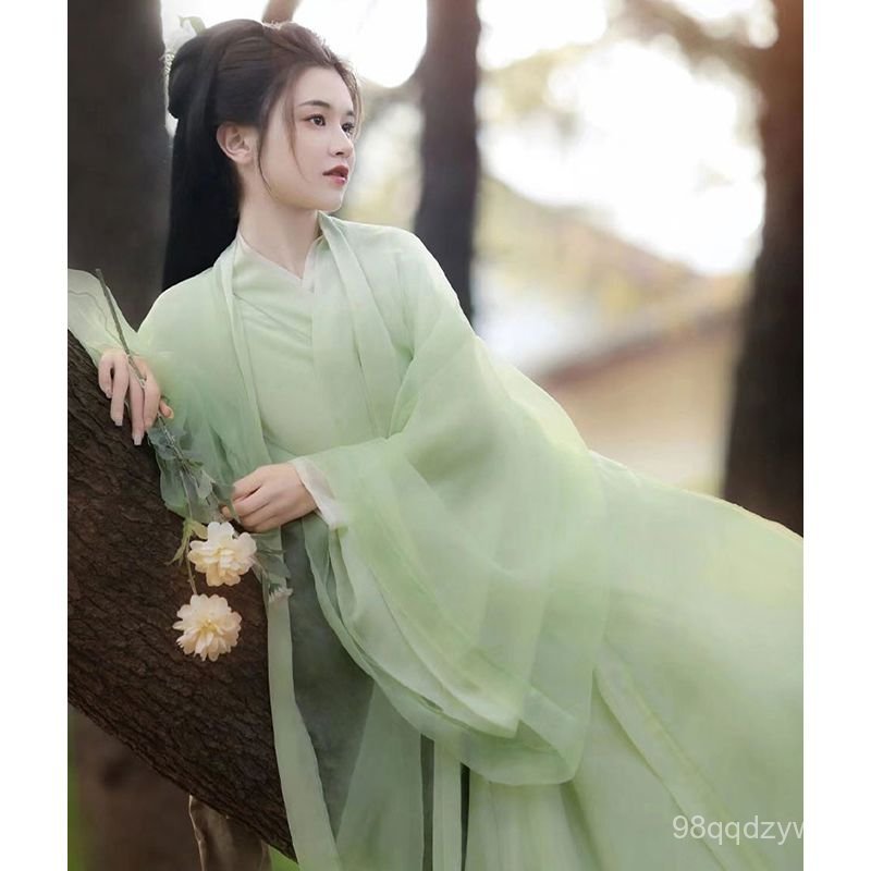 Trang phục Hanfu xanh dành cho nữ theo phong cách nhà Tấn và nhà Hán, trang phục cổ trang mới, váy c