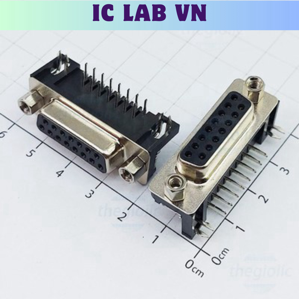 [3 Cái]- Cổng DB15 Cái 15 Chân Cong 90 Độ 2 Hàng Hàn PCB Ic Lab VN