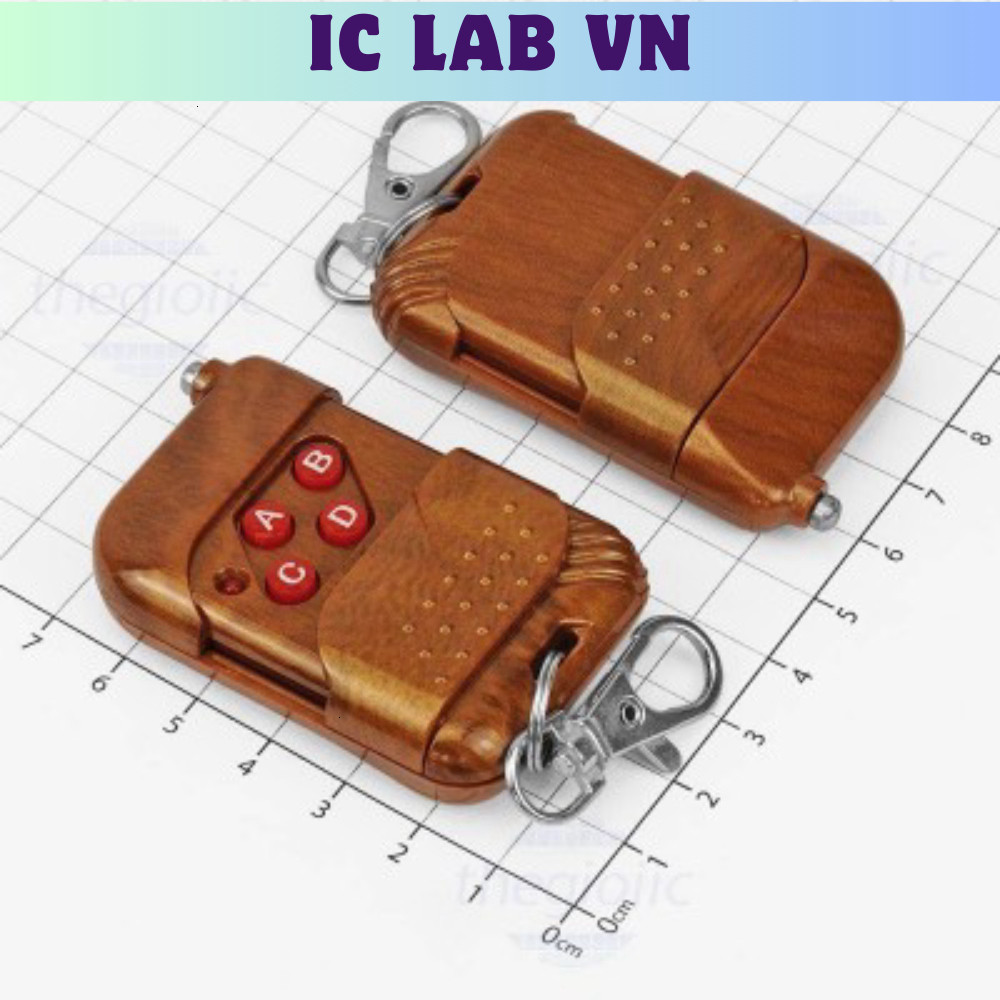 Remote 433Mhz Fixed Code 4 Nút ABCD Màu Gỗ EV1527 Ic Lab VN