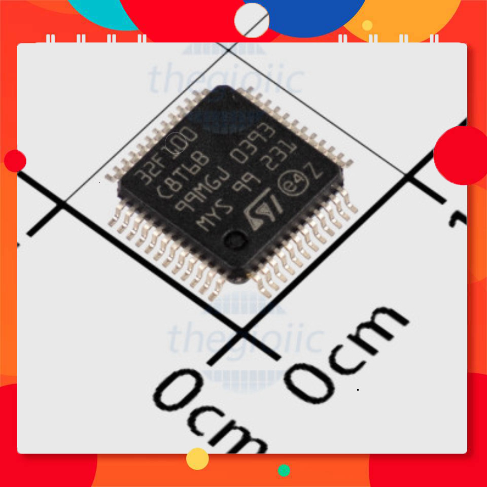 STM32F100C8T6B 48-LQFP, 32-Bit ARM Cortex M3 Microcontroller, 24MHz, 64KB FLASH, 48-LQFP TechParts V