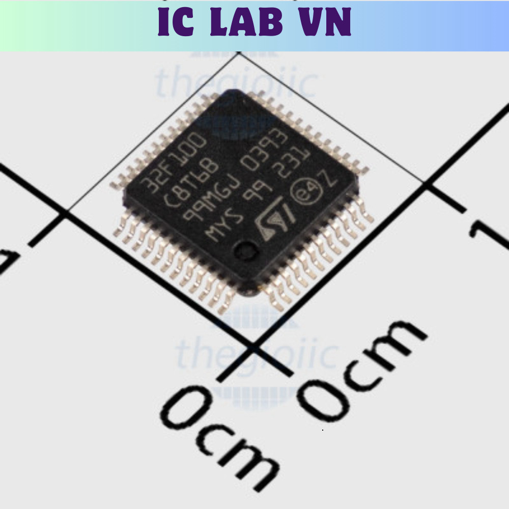 STM32F100C8T6B 48-LQFP, 32-Bit ARM Cortex M3 Microcontroller, 24MHz, 64KB FLASH, 48-LQFP Ic Lab VN
