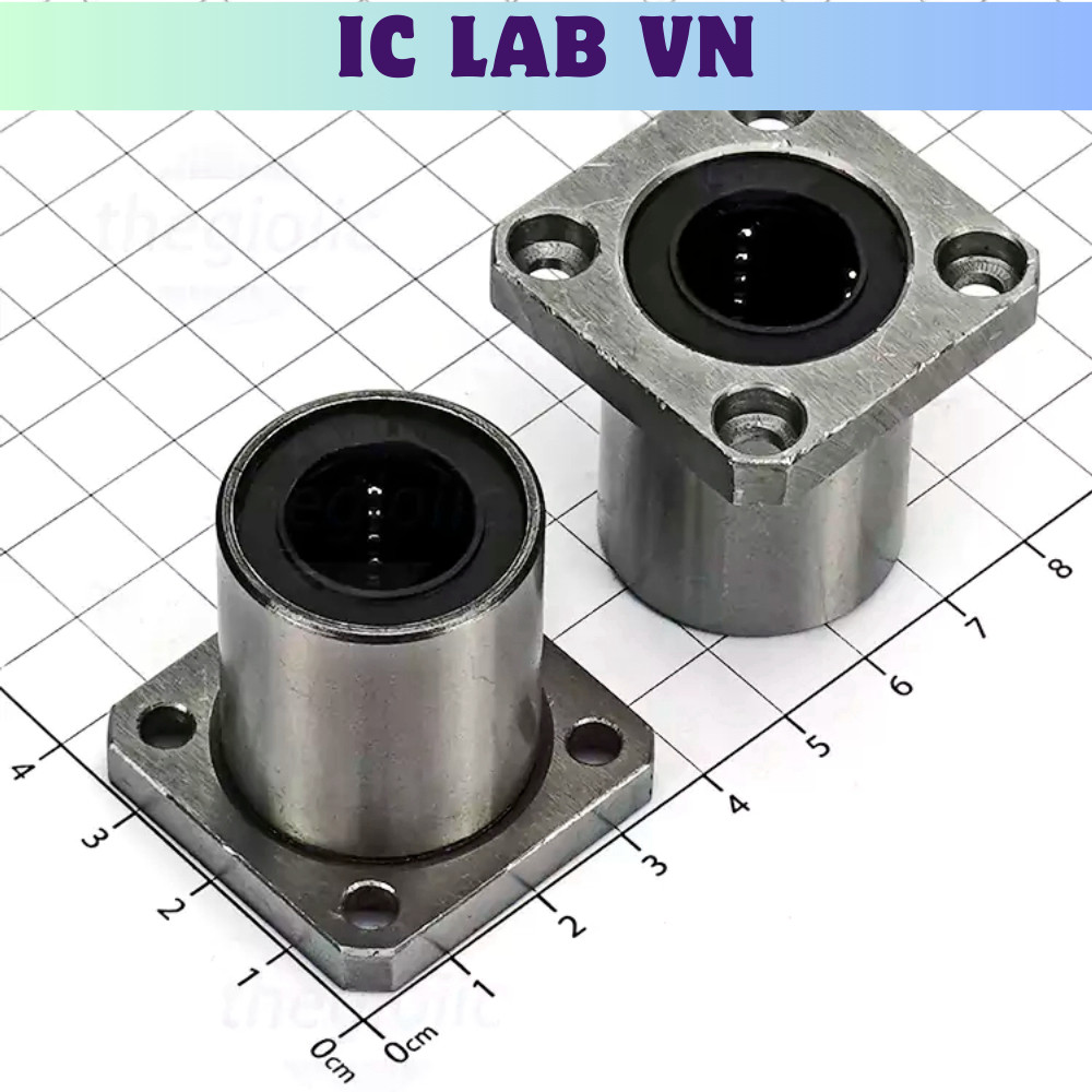 LMK16UU Bi Trượt, Con Trượt Mặt Bích Vuông Lỗ Trục 16mm, Đường Kính Ngoài 28mm, Dài 37mm Ic Lab VN