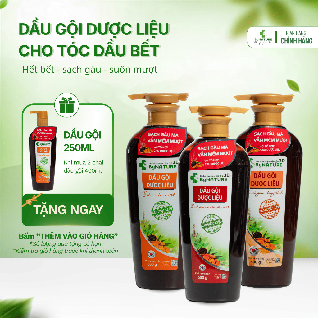 Dầu Gội Xả ByNature Dược Liệu Giúp Tóc Siêu Mềm Mượt & Bồng Bềnh Giảm Gãy Rụng  600ml