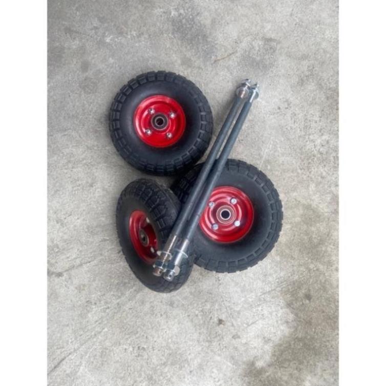 Bộ 4 bánh xe đường kính 25cm kèm 2trục 17ly [BC shop] (Shop BC) . g