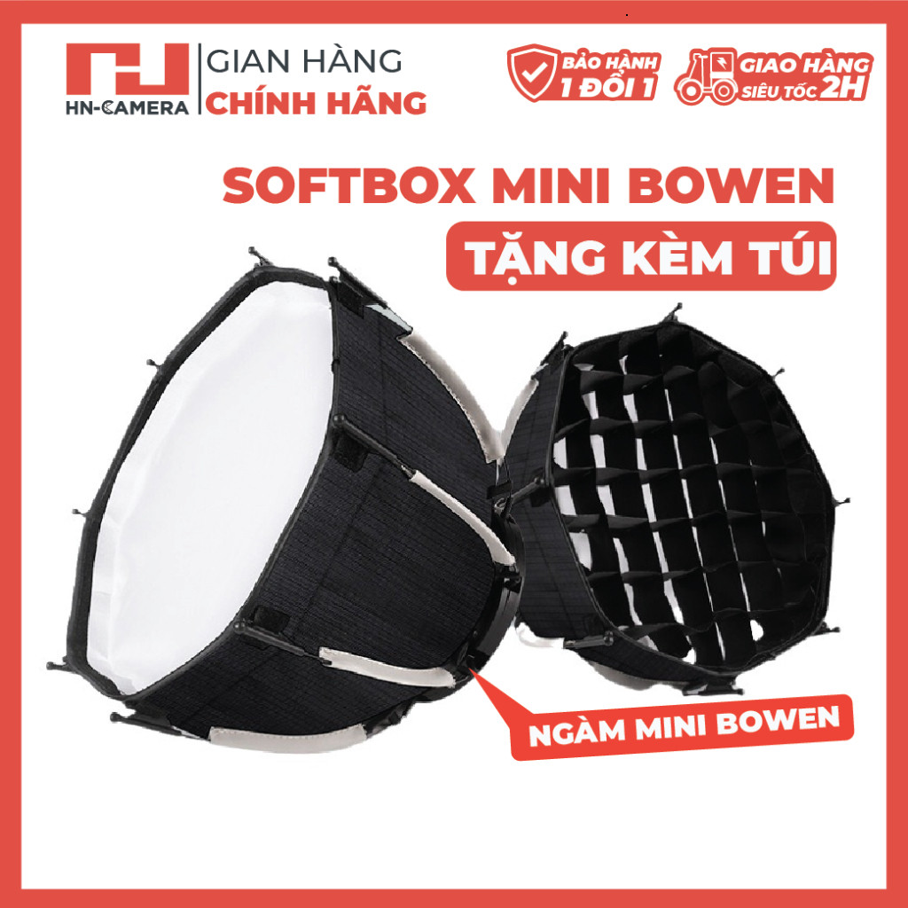 Softbox Mini 29cm ngàm Mini Bowen kèm lưới cho đèn loại nhỏ