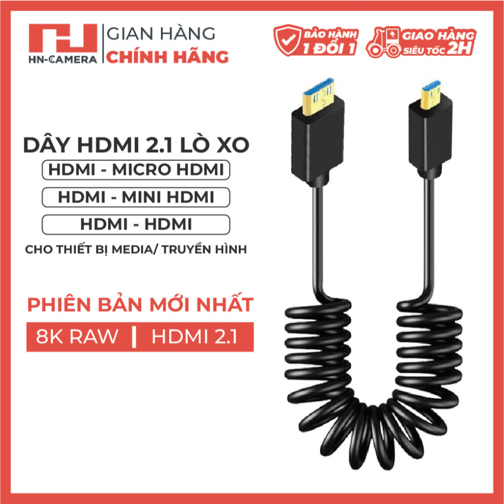 Dây cáp Lò xo xoắn Cao cấp Mini HDMI /Micro HDMI/ HDMI to HDMI chuẩn HDMI 2.1