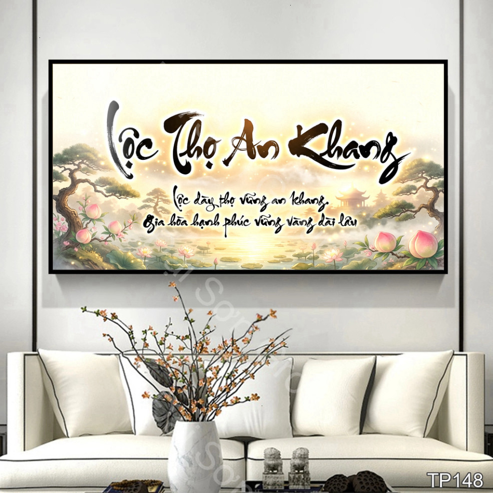 4. Tranh Phong Thủy Tráng Gương Lộc Thọ An Khang Treo Tường An Khang Thịnh Vượng