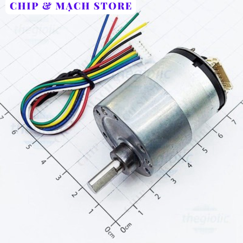 JGB37-520 Động Cơ Giảm Tốc Có Encoder 12VDC, 333 rpm, Trục 6mm Chip & Mạch Store