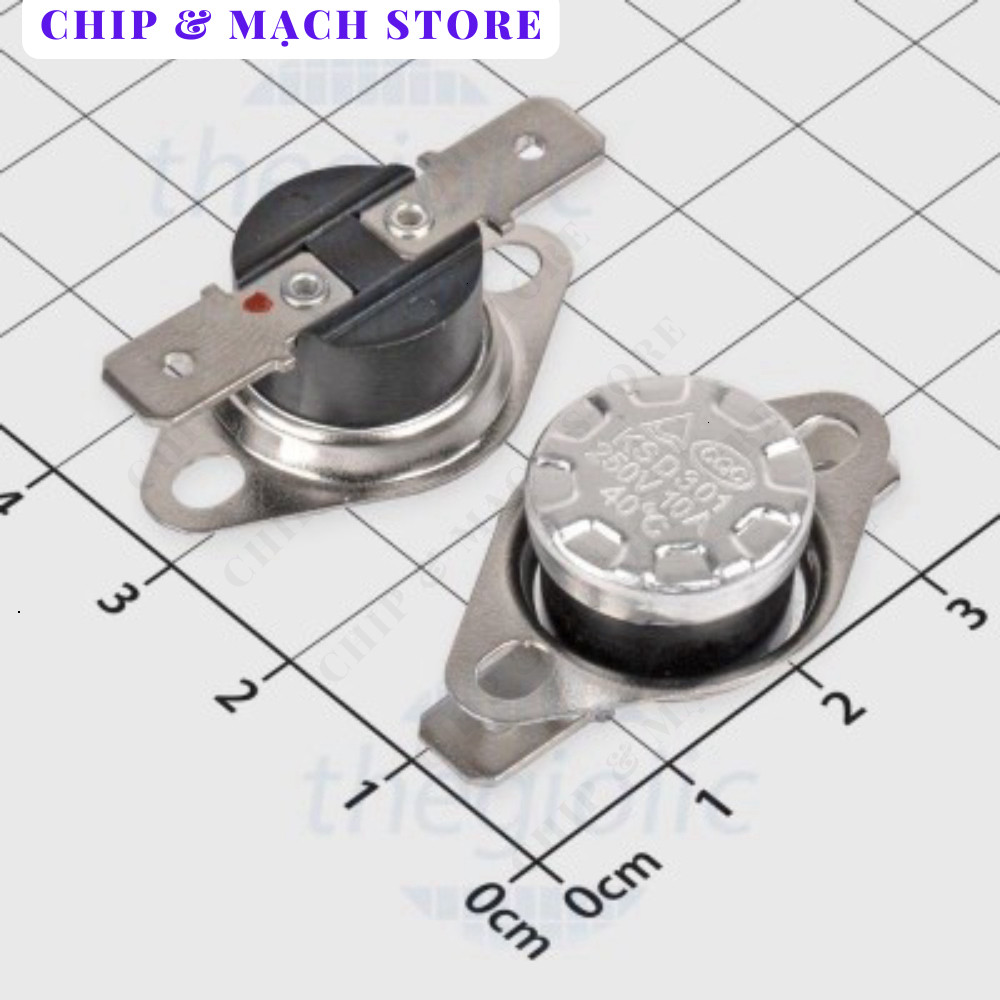 [3 Cái]- KSD301-40NC Công Tắc Quá Nhiệt, Rơ Le Nhiệt 250V 10A 40 Độ C Thường Đóng NC Chip & Mạch Sto
