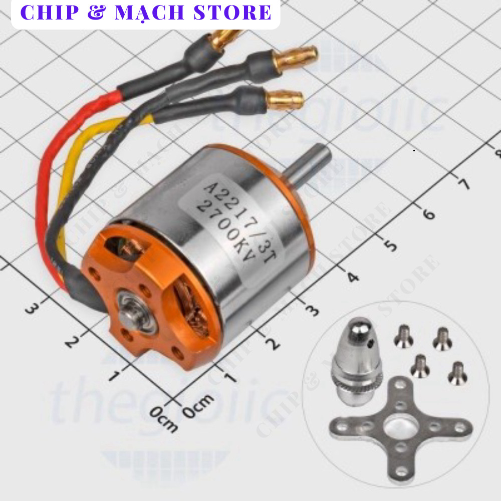 A2217/3T 2700KV Động Cơ Máy Bay Không Chổi Than Trục 3.17mm Chip & Mạch Store