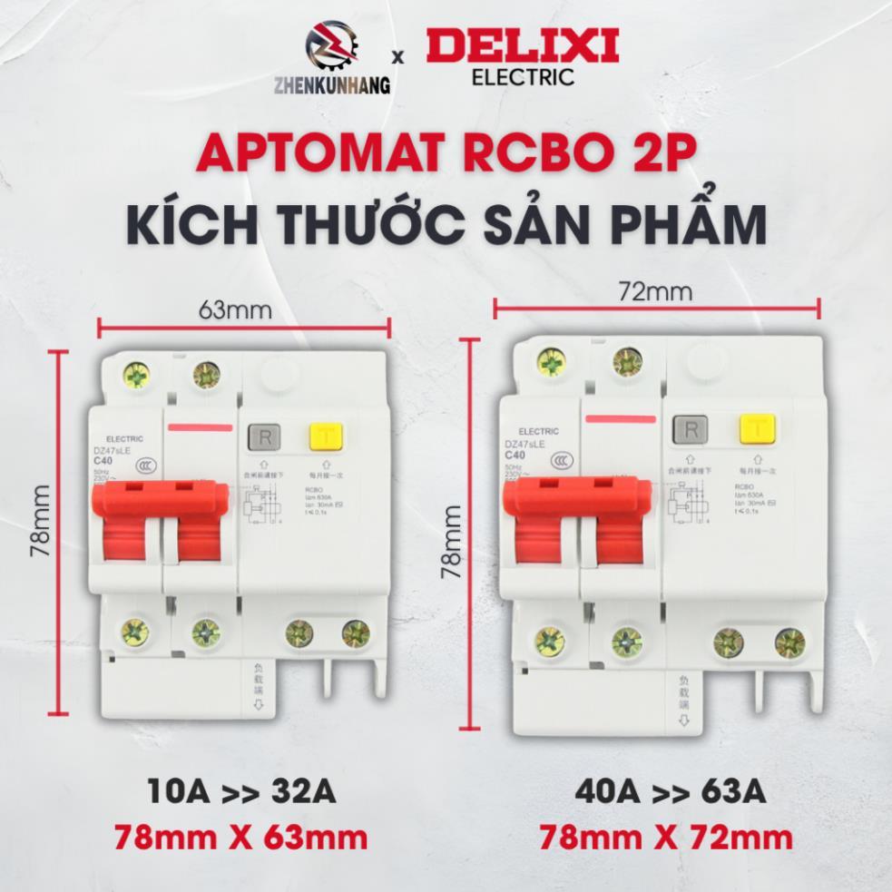 Aptmat RCBO Chống rò, quá tải DZ47sLE 2P Chính Hãng DELIXI