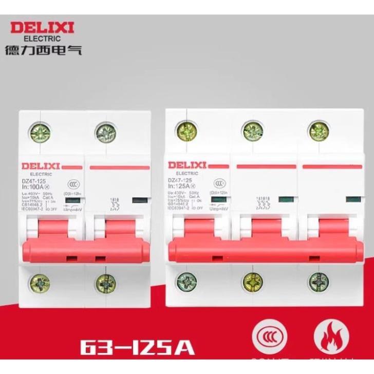 CB AC DELIXI 3 pha 80A/100A/125A, Aptomat DZ47 - 125 3P li(D) Thương Hiệu DELIXI