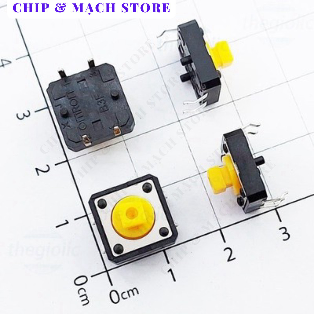 [10 Cái]- B3F-4055 Nút Nhấn 12x12mm Cao 7.3mm 4 Chân Xuyên Lỗ Chip & Mạch Store