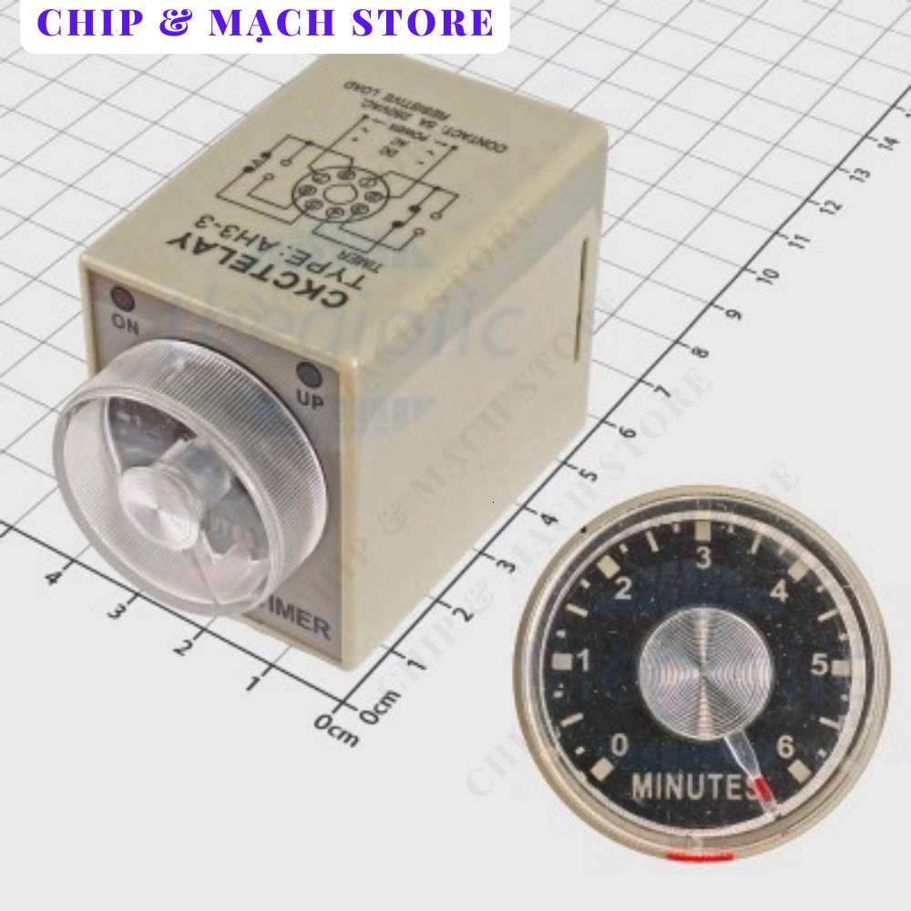 AH3-3-6M Rơ Le Thời Gian, Timer 6 Phút 24VDC 2NO 2NC Chip & Mạch Store