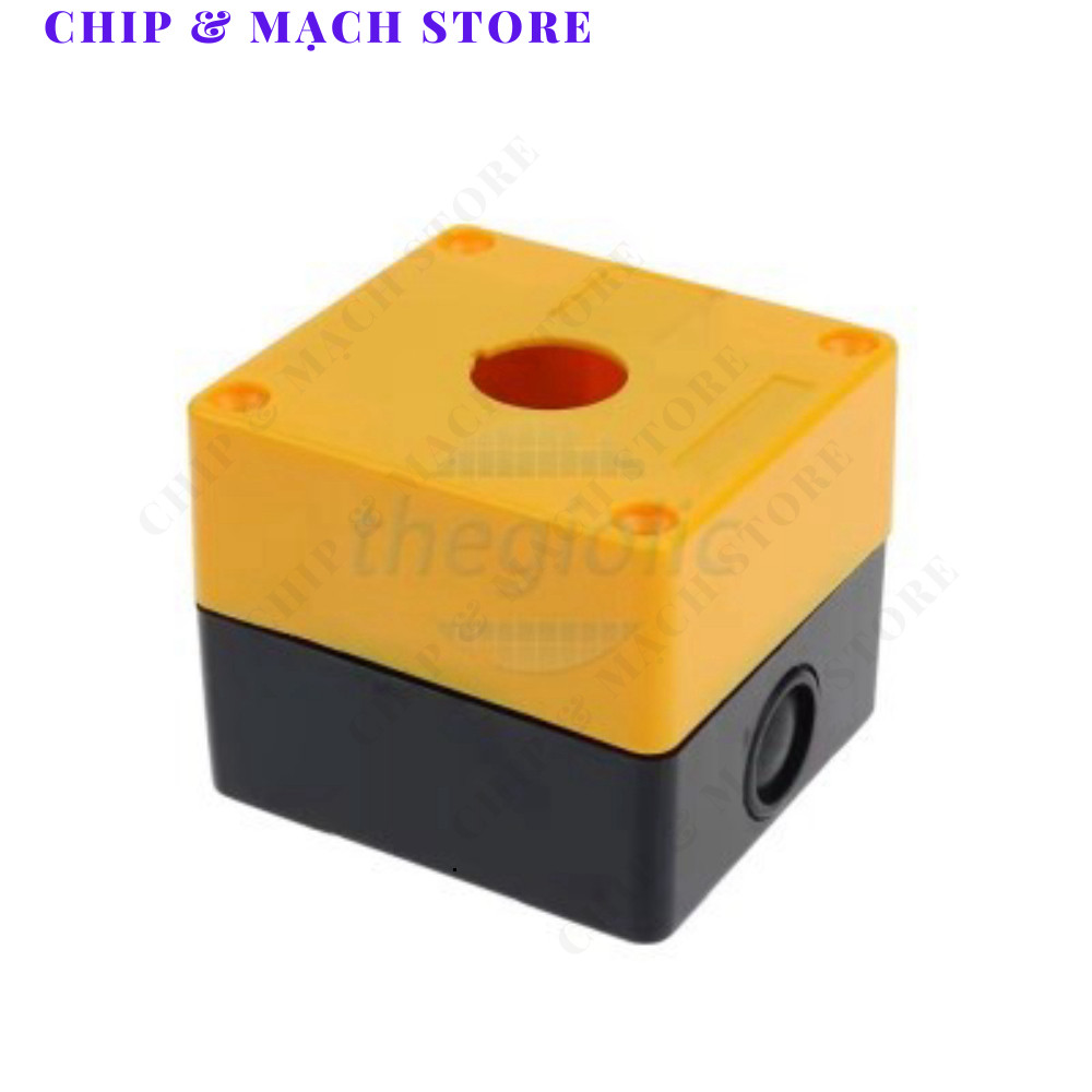 BX1-22 Hộp 1 Nút Nhấn Điều Khiển 22mm Màu Vàng Chip & Mạch Store