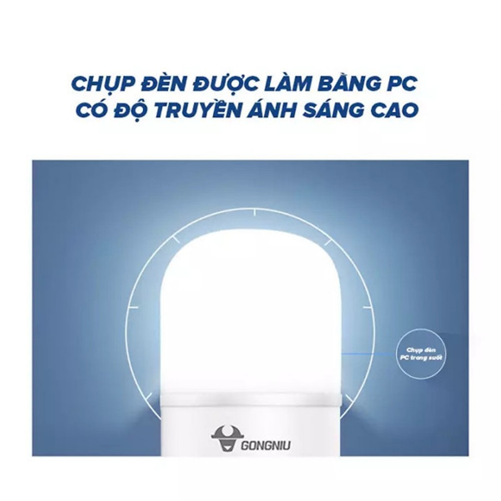 Bóng đèn LED Bulb Trụ Gongniu MQ – Đui E27 - Ánh Sáng Trắng Đủ Công Suất