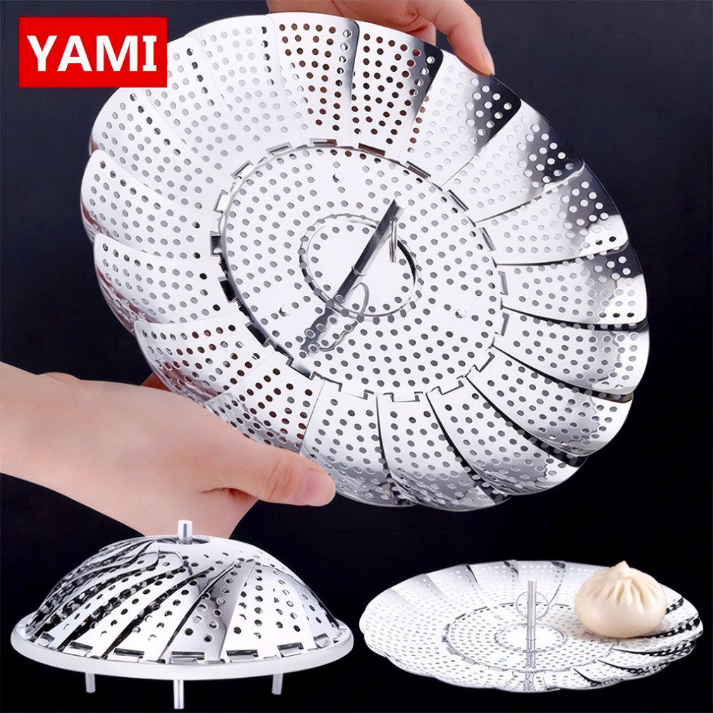 Vỉ inox đồ xôi, hấp cá/ tôm/ bánh cách thuỷ gập gọn INOX SUS410