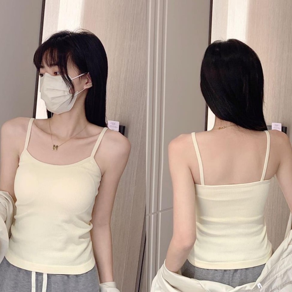Áo 2 dây thun tăm có sẵn mút ngực chắc chắn mềm mịn nhẹ nhàng, xinh xắn AL04-KHOAIBABY