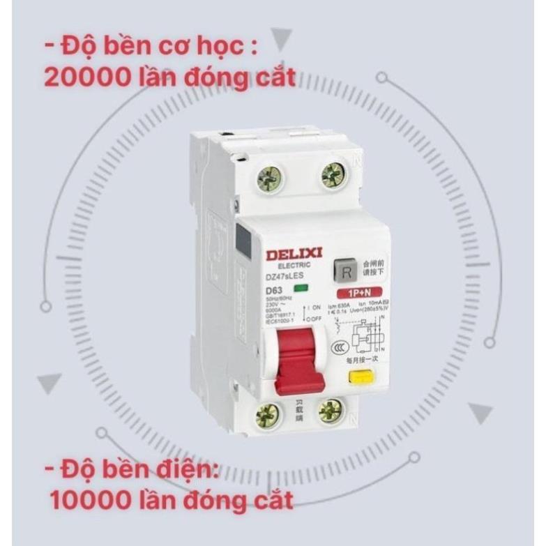 RCBO Aptomat chống giật, chống rò, chống quá tải DZ47sLES Loại 2p ngắt cả pha lửa và pha mát