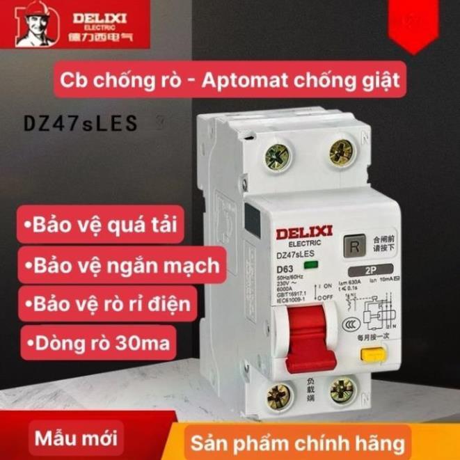 RCBO Aptomat chống giật, chống rò, chống quá tải DZ47sLES Loại 2p ngắt cả pha lửa và pha mát