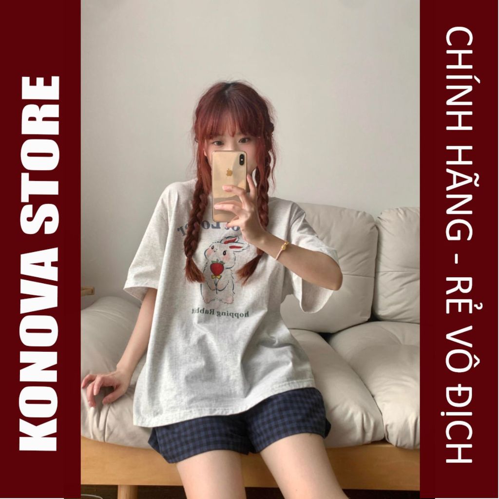 Set Ngắn Đồ Bộ Konova Mặc Nhà , Đồ Bộ Ngắn Áo Thun Cotton, Quần Lưng Thun thỏ dâu k248 Konova store