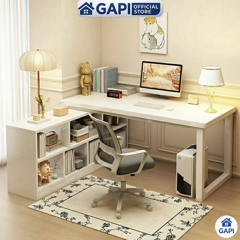 Bàn làm việc chữ L kết hợp tủ sách Gapi thông minh  - Gm131