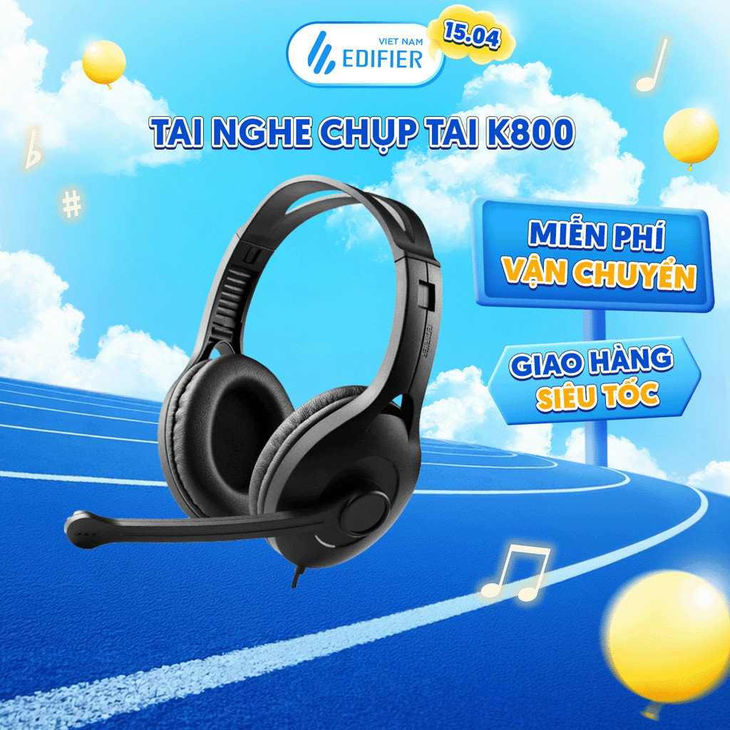 Tai Nghe Chụp Tai EDIFIER K800 | Chống Ồn | Mic Khử Nhiễu | Kích Thước Gọn Nhẹ | Bảo Hành 15 Tháng