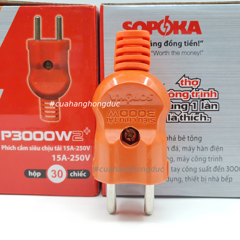 Phích Cắm Điện Dương Siêu Chịu Tải 3000W P3000W2+ SOPOKA (1 Cái)