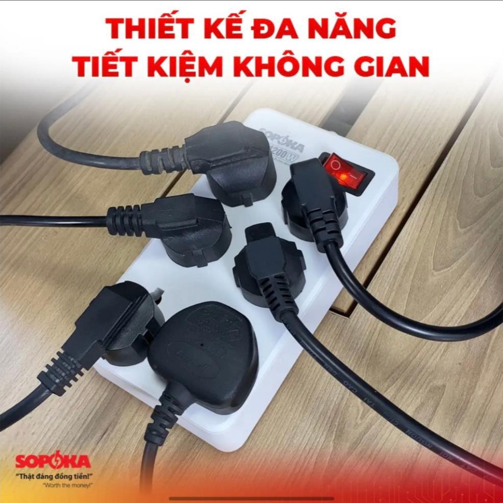Ổ cắm điện 6 lỗ chéo lõi chịu nhiệt 2200W 6A2 SOPOKA
