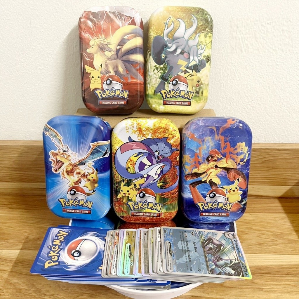Thẻ Pokemon Hộp Sắt 42 Thẻ Tặng Kèm 1 Thẻ Vip Pokemon- Thẻ Pokemon lấp lánh