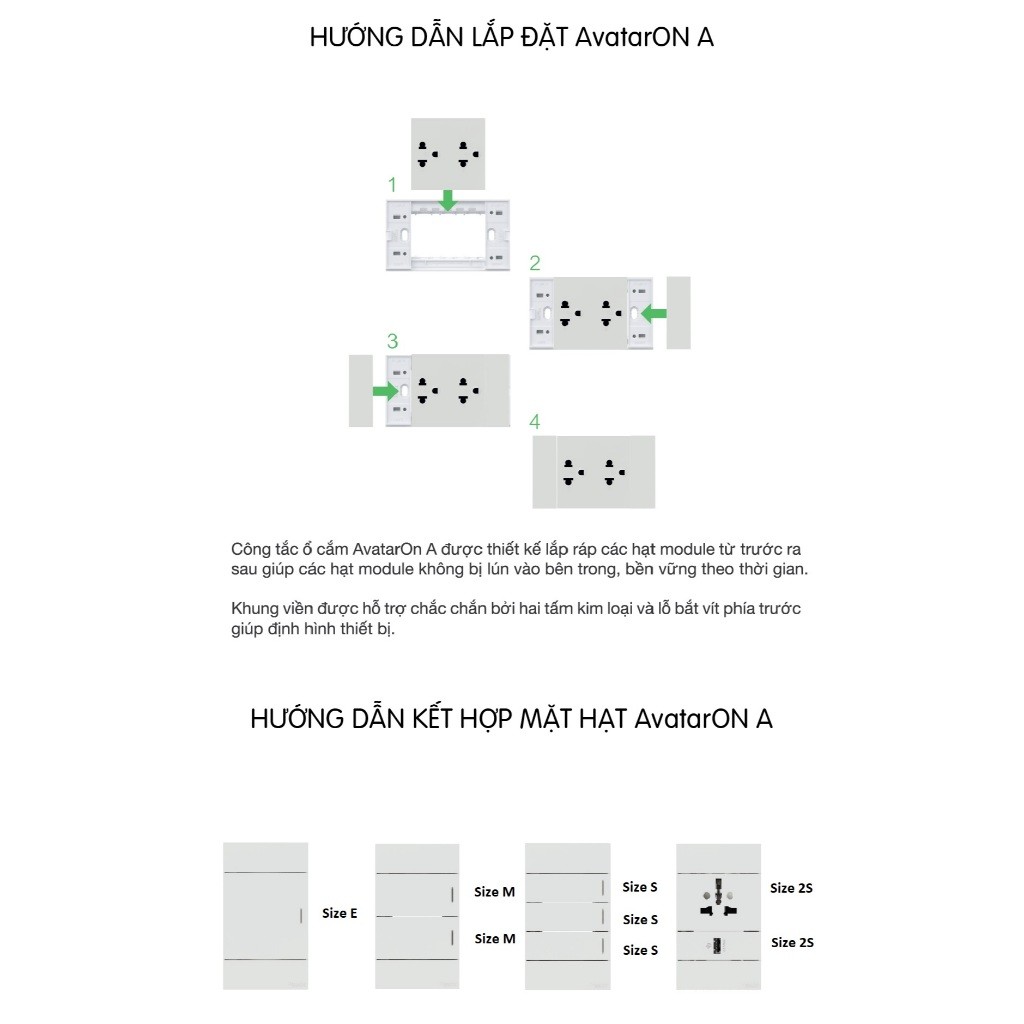 Mặt cho nhiều thiết bị | Mặt công tắc ổ cắm dòng AvatarOn A - Schneider Electric - M3T01_WE M3T02_WE