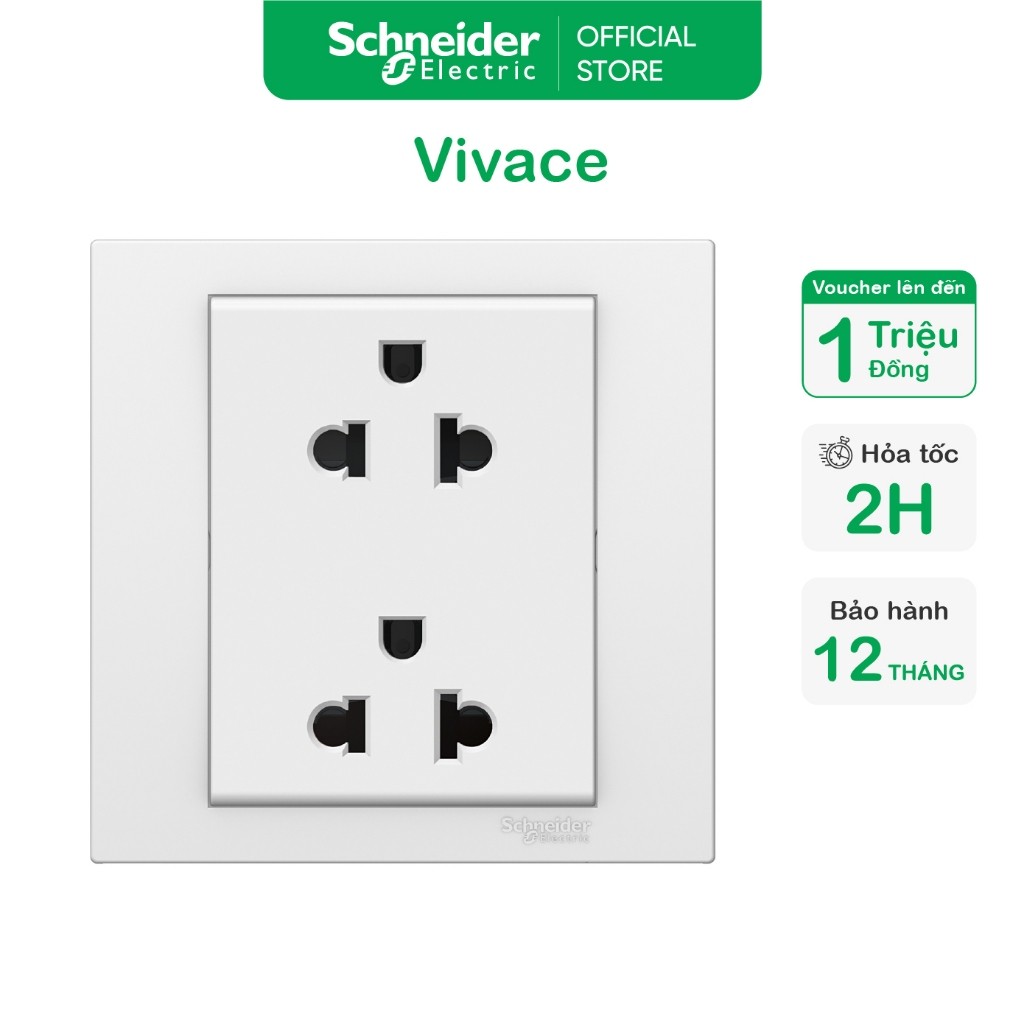 Ổ cắm đơn/ đôi 3 chấu 16A Trắng/ Xám Vivace Schneider KB426UEST_G19 KB426UEST_AS_G19 KB426UES2_WE_G1