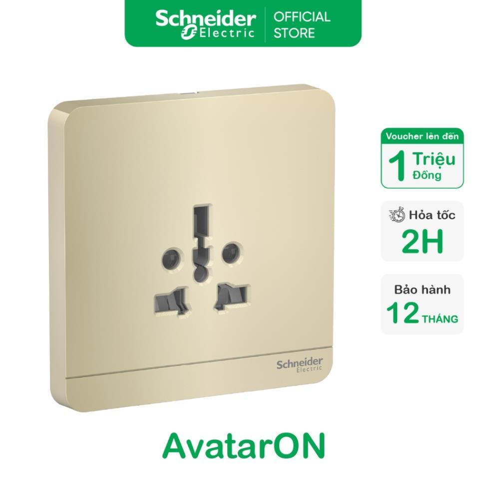 Bộ ổ cắm đơn đa năng - 250VAC - 16A màu Trắng/ Vàng dòng AvatarON - Schneider Electric - E83426TS_WE