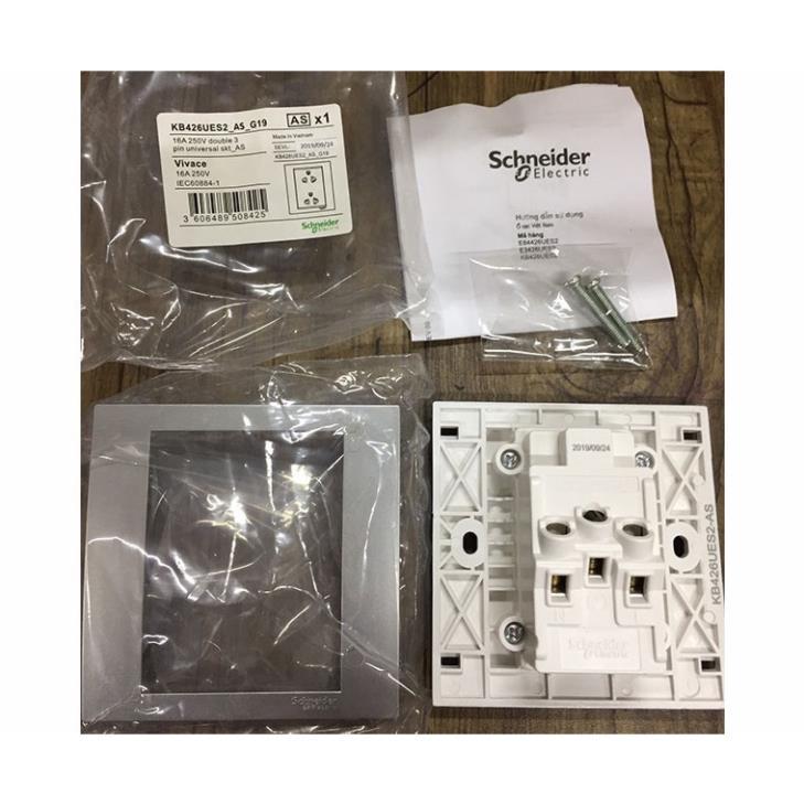 Bộ ổ cắm đôi 3 chấu vuông 16A dòng AvatarON - Schneider Electric - E83426UES2_WE_G19 E83426UES2_WG_G