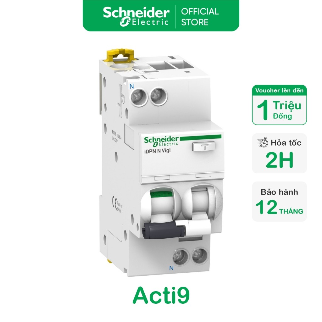 Aptomat RCBO 1P+N chống dòng dò - Schneider Electric - A9D31606 A9D31610 A9D31616 A9D31620 A9D31625 