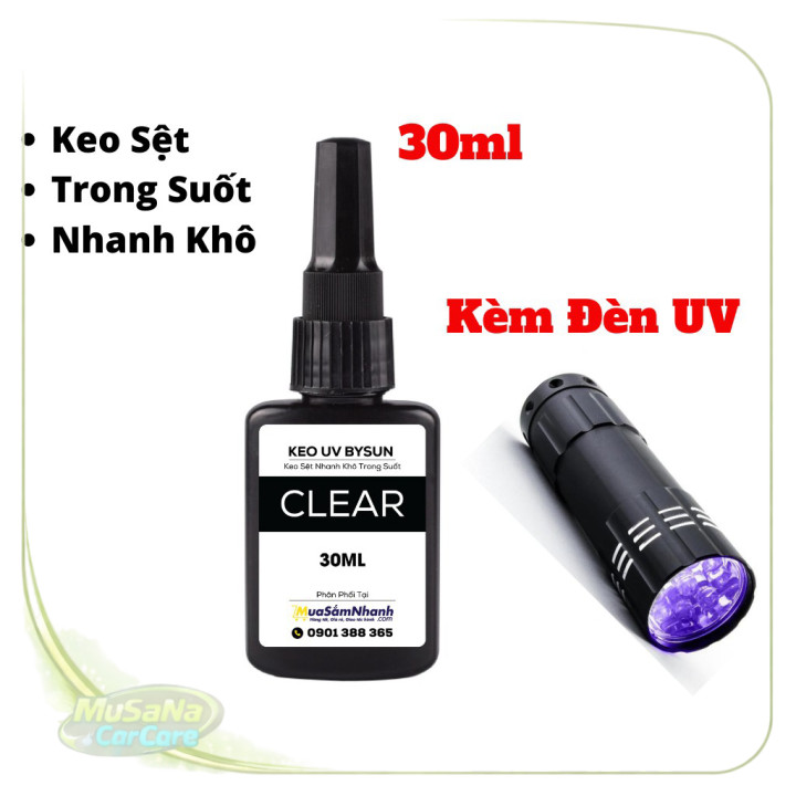 [HOT] Keo UV dán Kính, Thép, Mica BySun Clear BB010 30ml Kèm Đèn UV - GIAO HỎA TỐC HCM