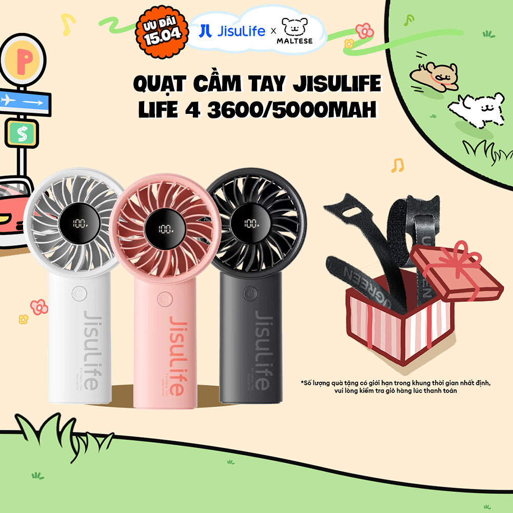 Quạt cầm tay mini Jisulife Life 4 ABS 5 cấp độ gió 3600mAh/5000mAh - Sử dụng liên tục 12h - Chính hãng - BH 12 tháng | BigBuy360 - bigbuy360.vn