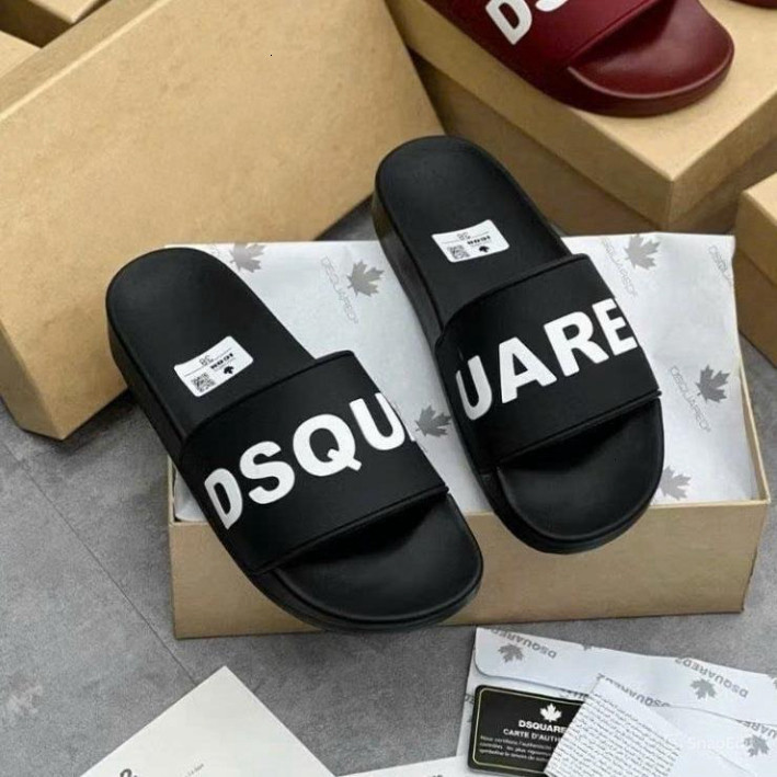 Dép lê Nam Nữ quai ngang DQ2 Quai Đen Chữ Trắng Đủ Size 36-43