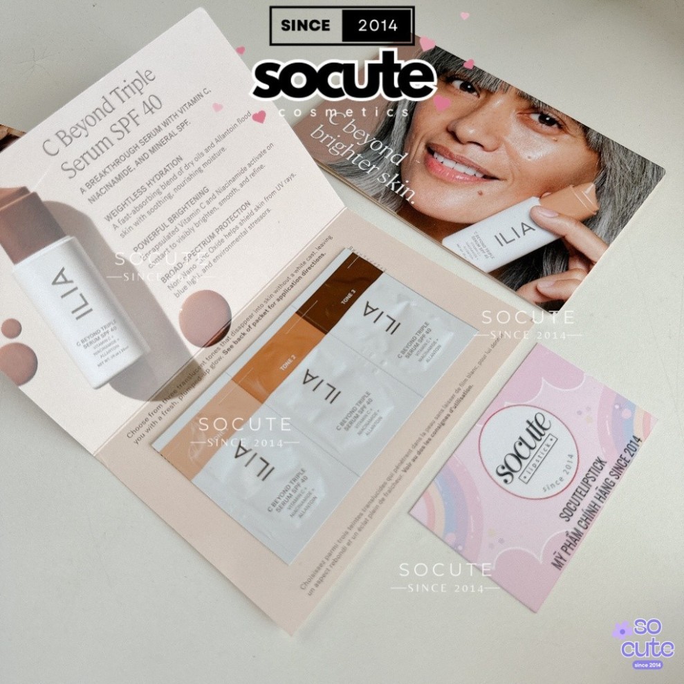 Socutevn - Sample Kem Nền Chống Nắng ILIA C Beyond Triple Serum SPF40 3 Gói