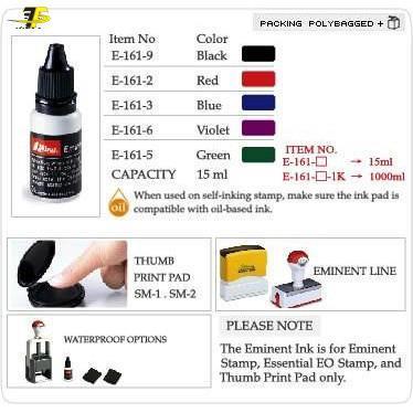 Mực lăn tay cho SM-1 & SM-2- Mực dấu chìm Shiny E-161 Eminent Ink
