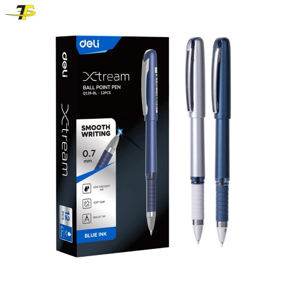 Bút bi đậy nắp Deli Xtream Q126 ngòi 0.7mm