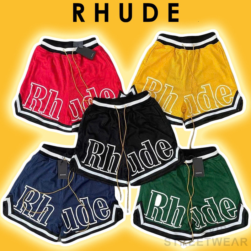 Quần Short RHUDE Mesh Basketball Court Logo Short, Quần Short Gió Rhude, quần vải lưới nam PLV